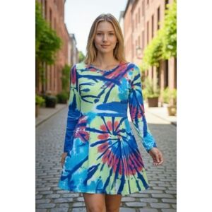 Place Multicolor Tie-Dye Long Sleeve Dress